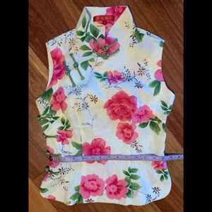 Sleeveless Linen Blouse with Nehru Collar Fitted S